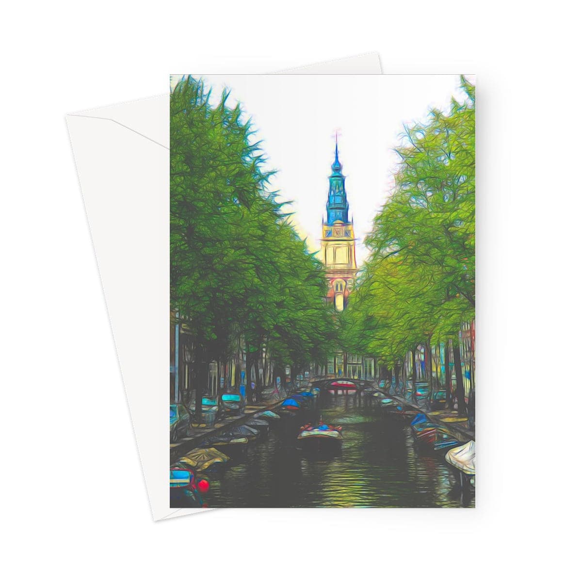 Amsterdam Canal, Art on a Greeting Card, By Sensus Studio