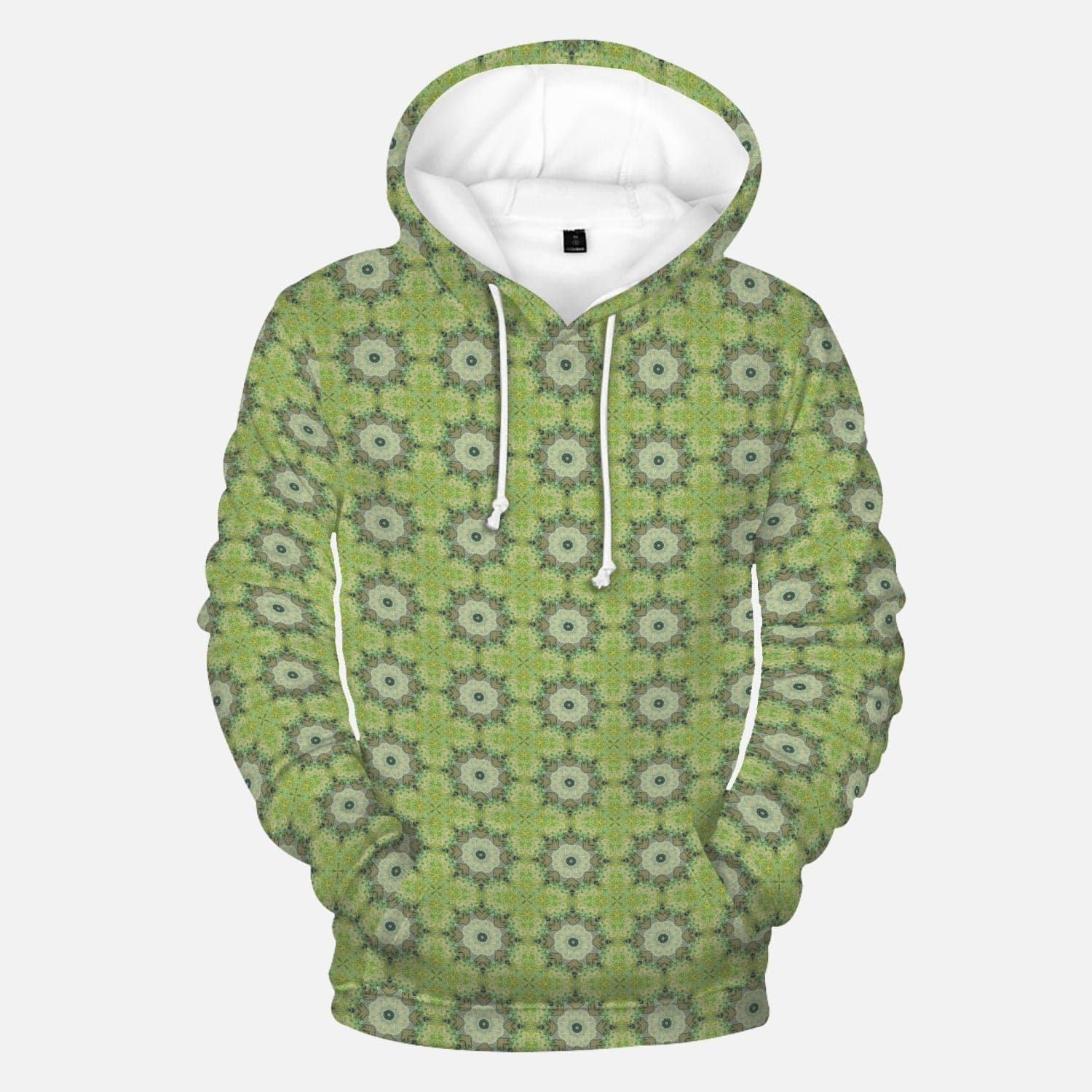 Spring soft green star pattern, trendy 2022 Round Collar Hoodie for Unisex, by Sensus Studio Design