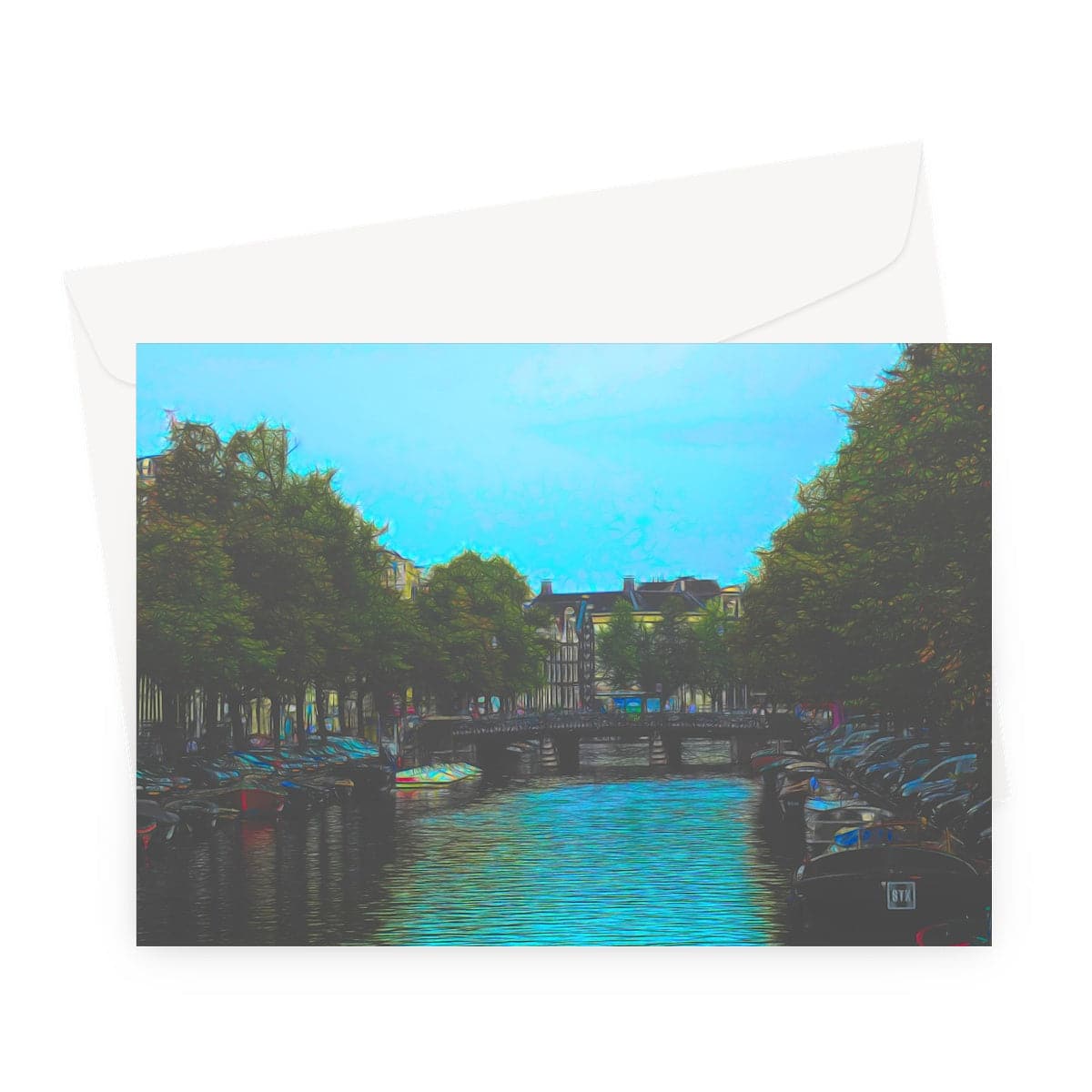 Amsterdam Canal, Art on a Greeting Card, by Sensus Studio