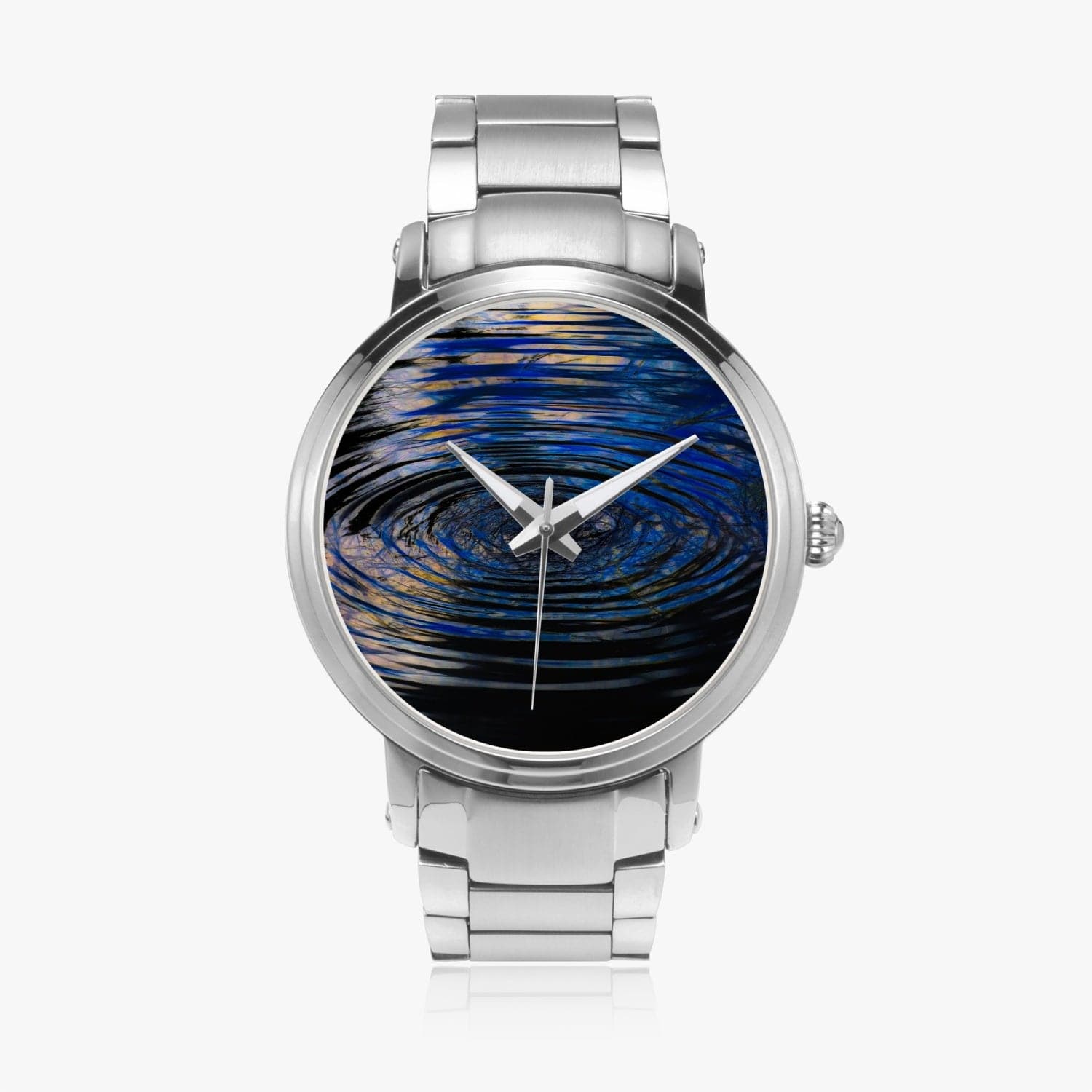 Black water.  New Steel Strap Automatic Watch. Designer watch by Sensus Studio design