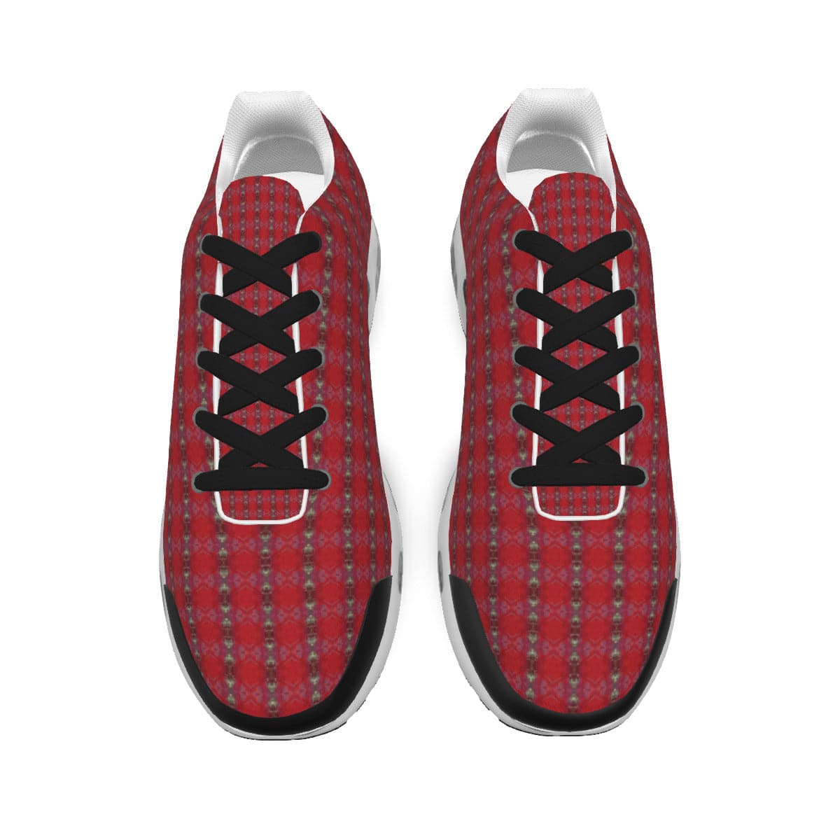 Wine Red and Olive green patterned Stylish Men's Air Cushion Sports Shoes, by Sensus Studio Design