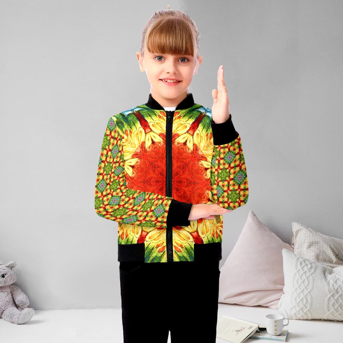 Parrot feathers colored Kid's Bomber Jacket, by Sensus Studio Design