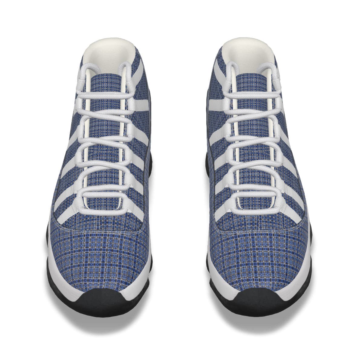 Sophisticated Dark Blue Patterned Men's High Top Basketball Shoe by Sensus Studio Design