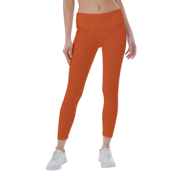 Orange fine Patterned  Women's Yoga Leggings, by Sensus Studio Design