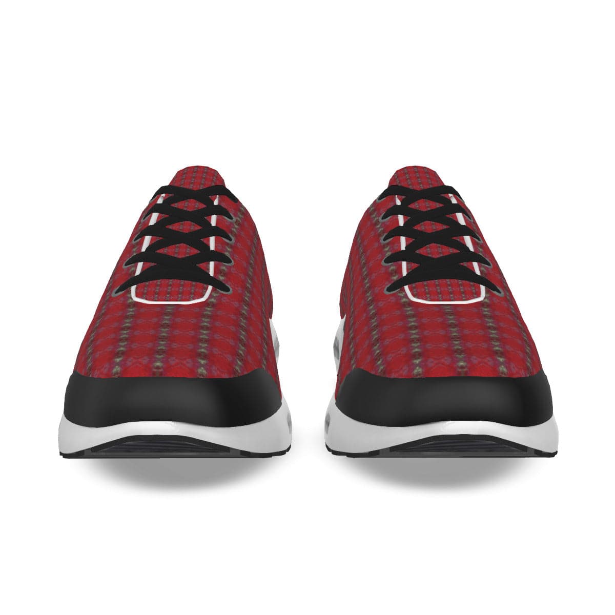 Wine Red and Olive green patterned Stylish Men's Air Cushion Sports Shoes, by Sensus Studio Design