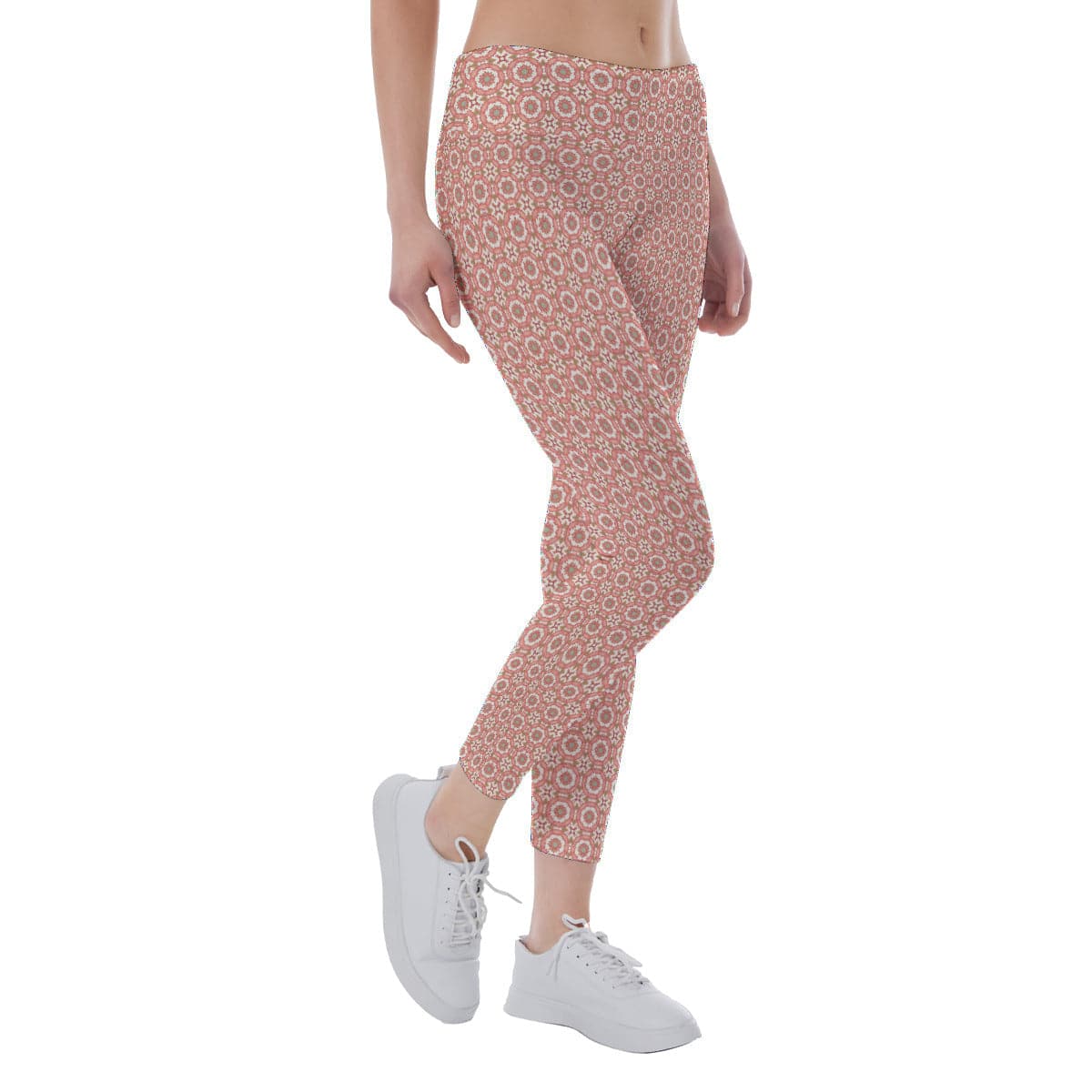 Pink flower patterned  Women's Yoga Leggings, by Sensus Studio Design