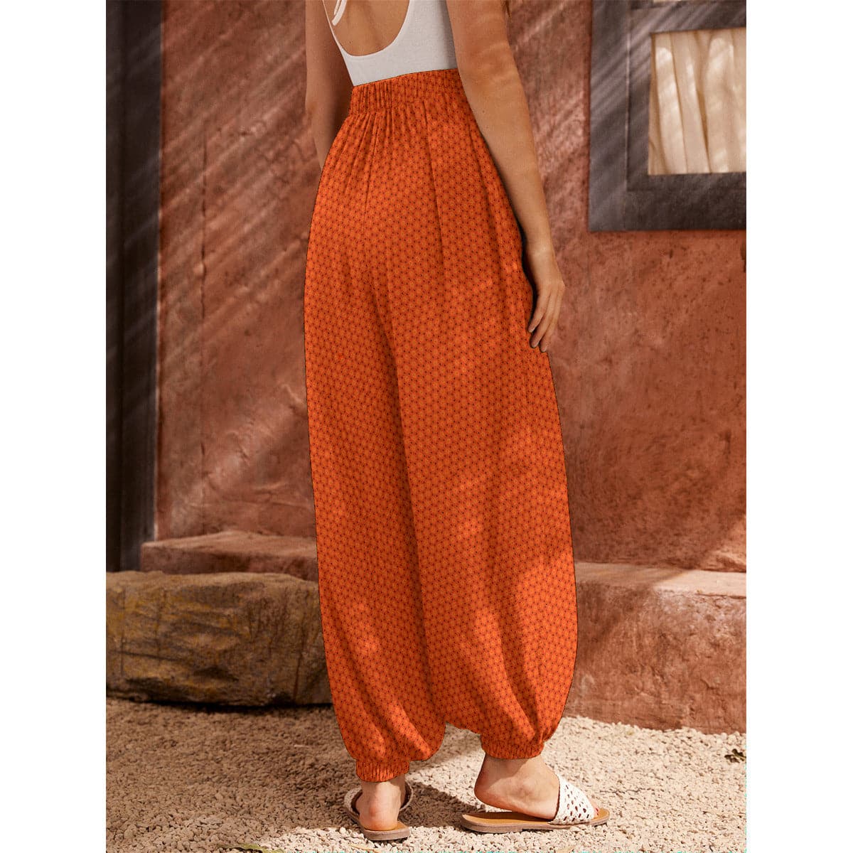 Orange snake pattern trendy 2022 Women's Carrot Pants, by Sensus Studio Design