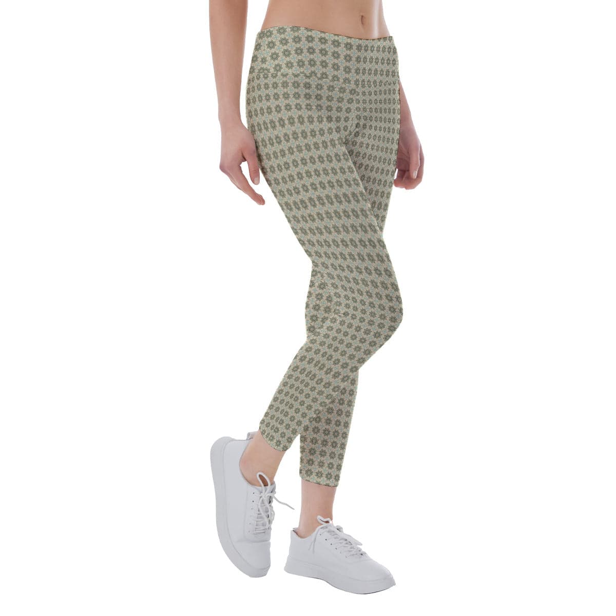 Soft green starry patterend trendy Women's Yoga Pants/ Leggings, by Sensus Studio Design