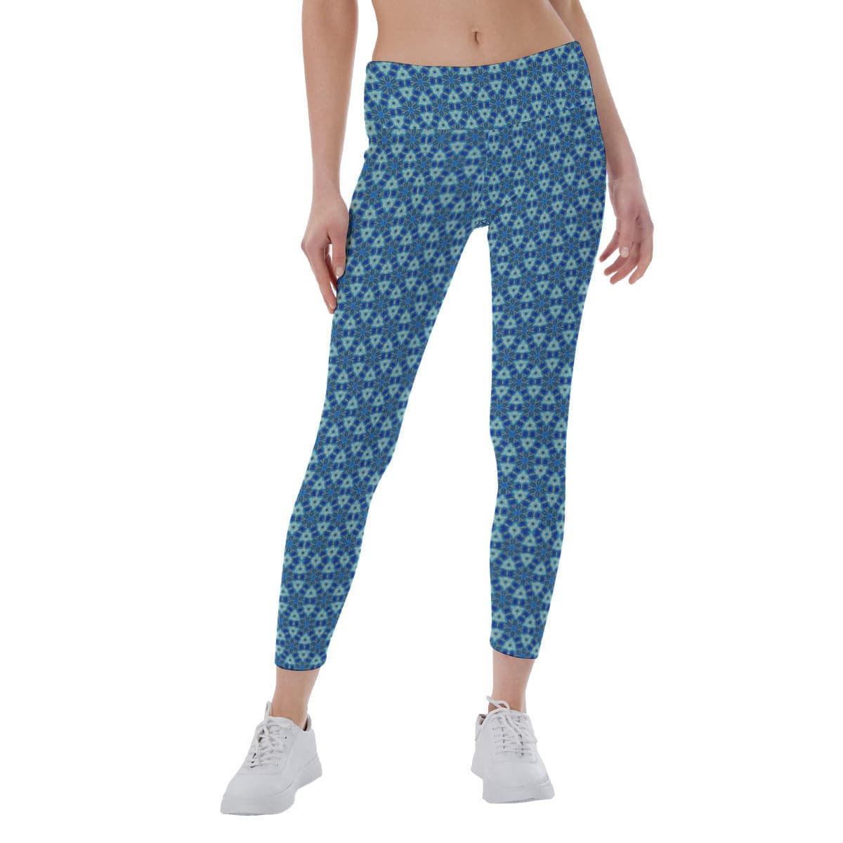 Blue Honeycomb patterned Women's Yoga Pants/Leggings, by Sensus Studio Design