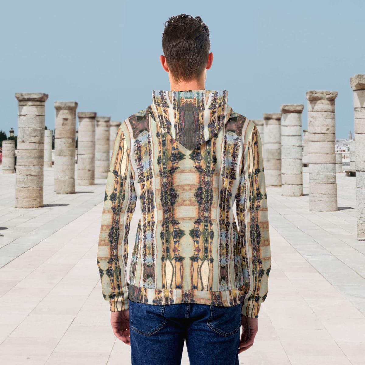 Sand and Green Fantasy pillars,  Men's Hoodie With Double-sides Print Hood, by Sensus Studio Design