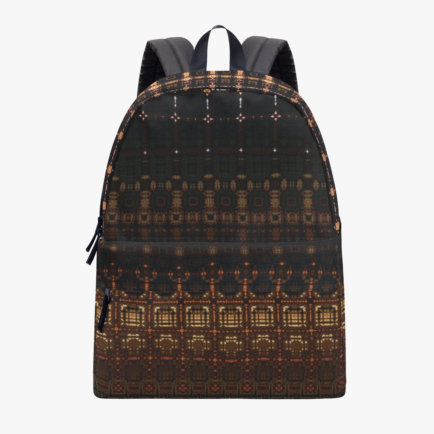 Dark brown red and orange pattern Cotton Canvas Backpack, by Sensus Studio Design