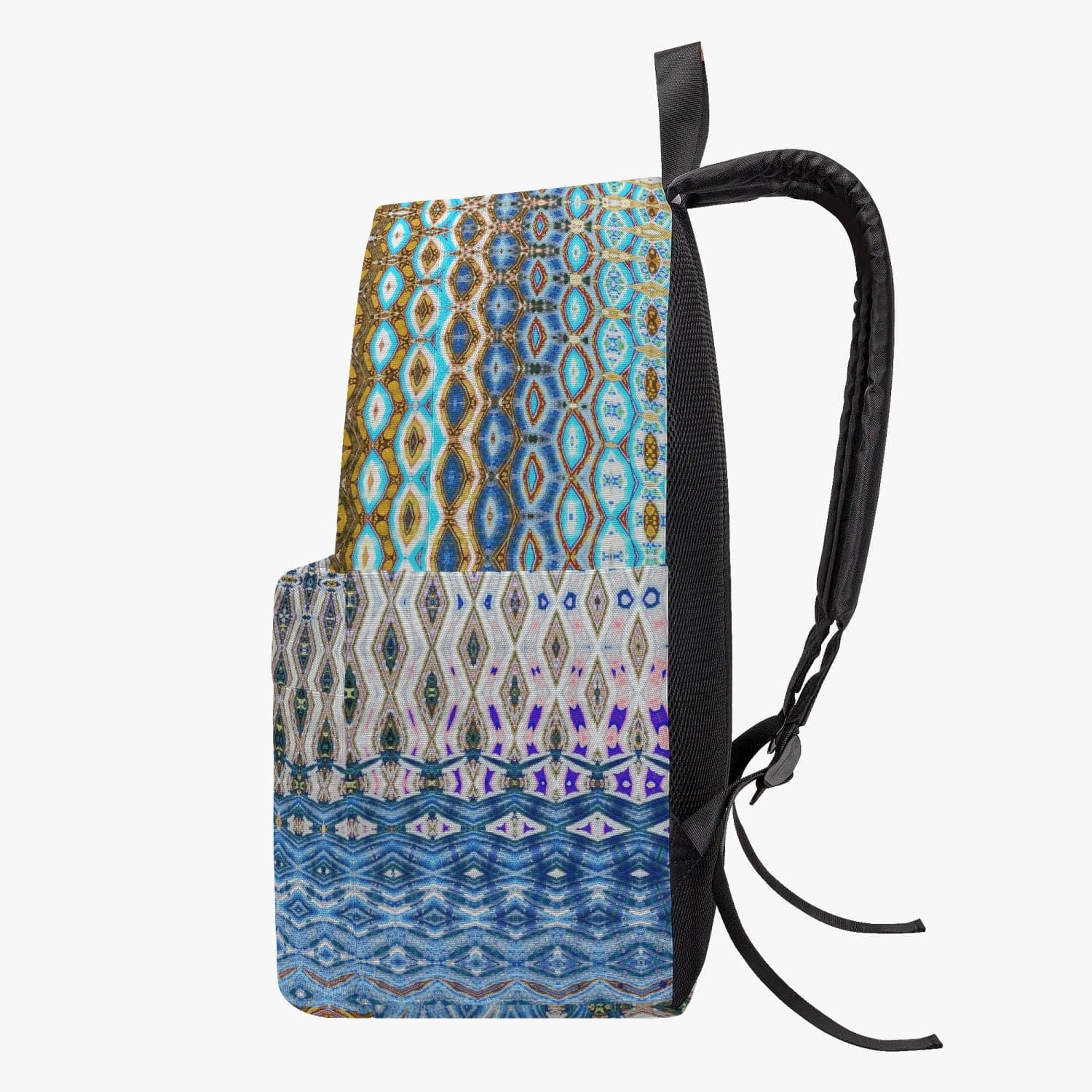 Multi colored blue  green and mauve pattern Trendy  Canvas Backpack, by Sensus Studio Design