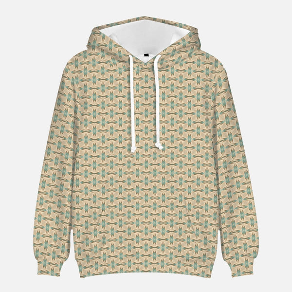 Sand and turkoise patterned trendy Round Collar Hoodie, by Sensus Studio