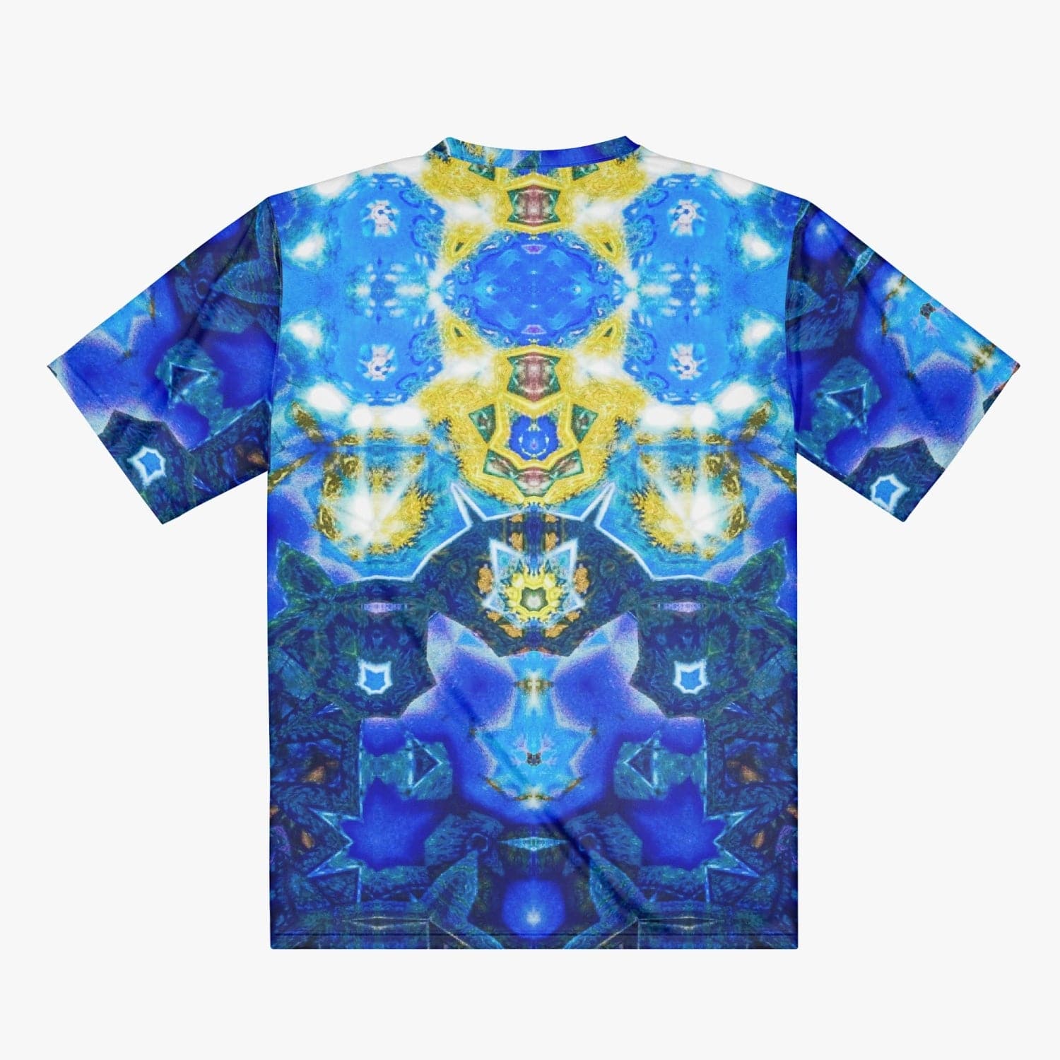 Enlightenment Blue with Yellow Pattern Handmade T-shirt for Men by Sensus Studio Design