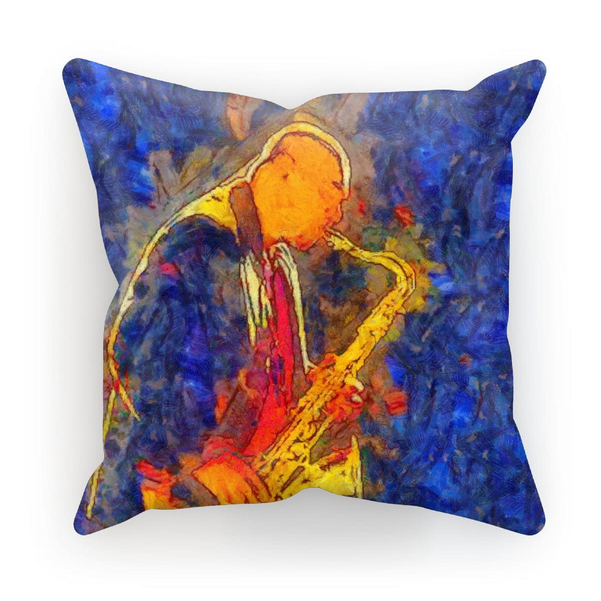 Colorful Sax Player Cushion by SENSUS STUDIO