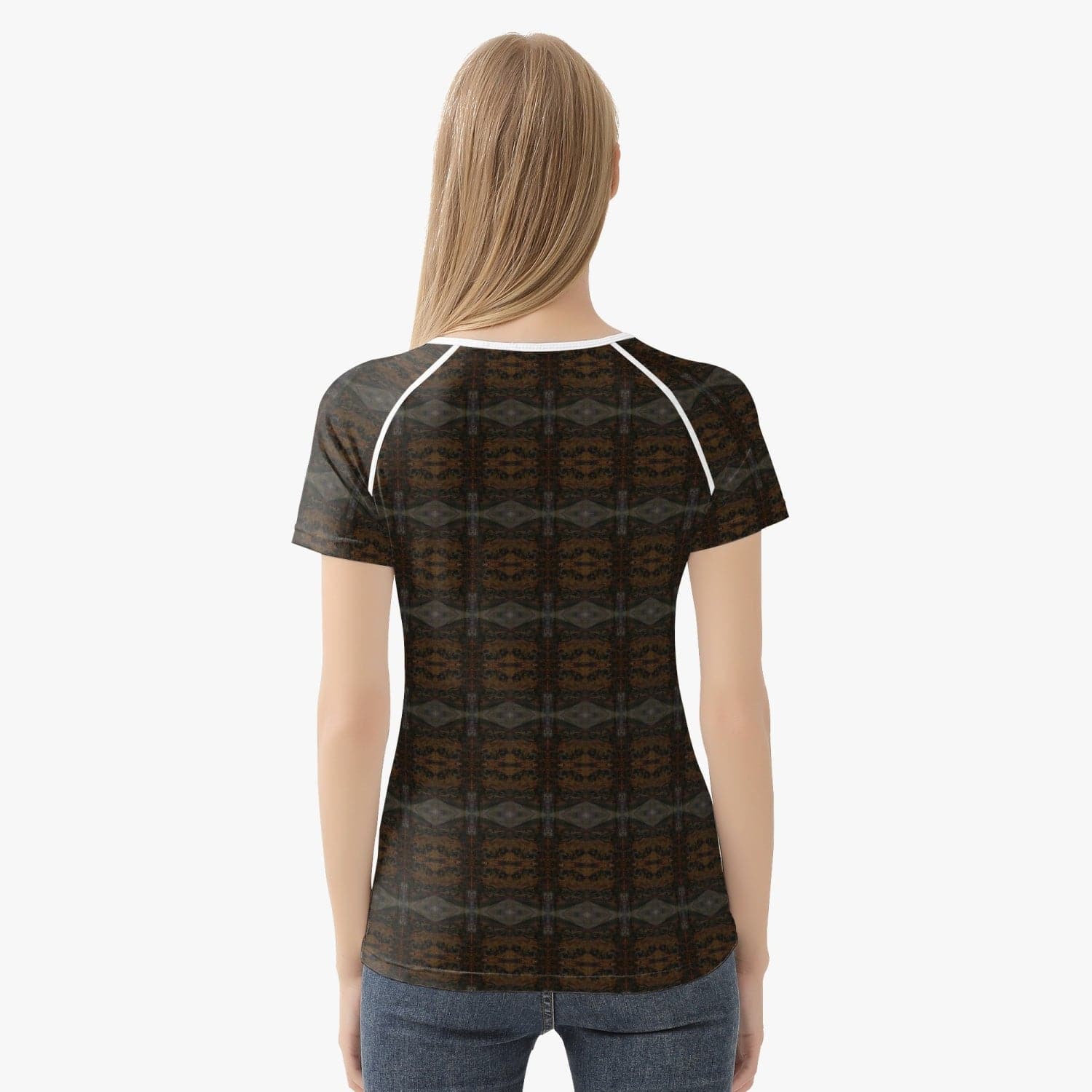 New Beginnings Streetwear  Black Gold and Brown Patterned, Handmade Stylish Women T-shirt Sports/ Yoga Top, by Sensus Studio Design