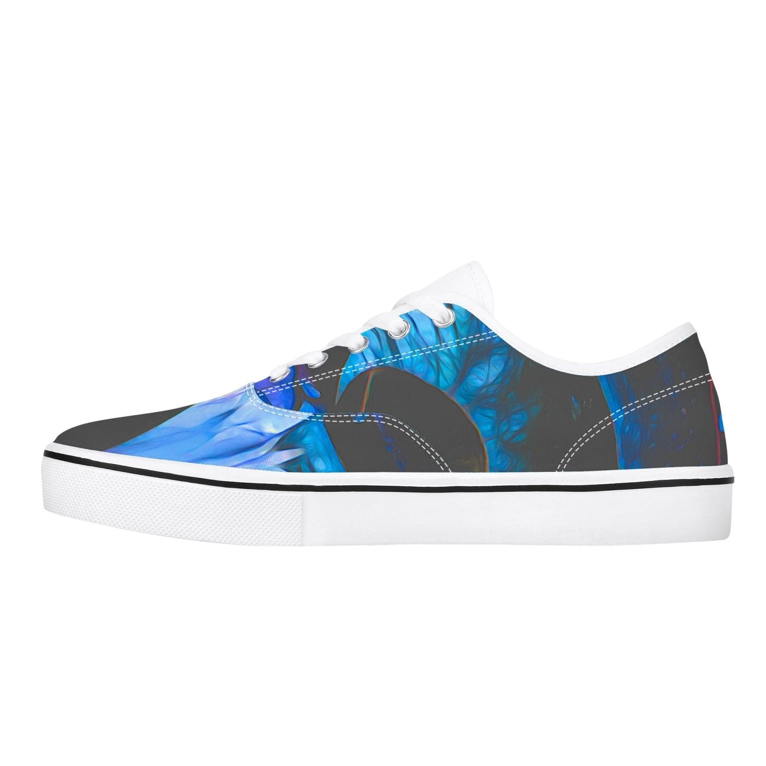 Blue water lilies, Skate Shoes - White/Black Designed by Sensus Studio Design