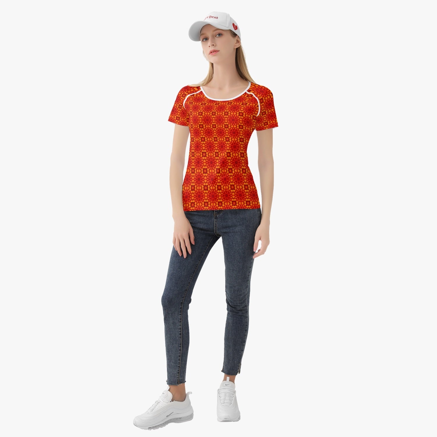 Orange Sacral Chacra Handmade Yoga Top for Women sports T-shirt, By Sensus Studio Design