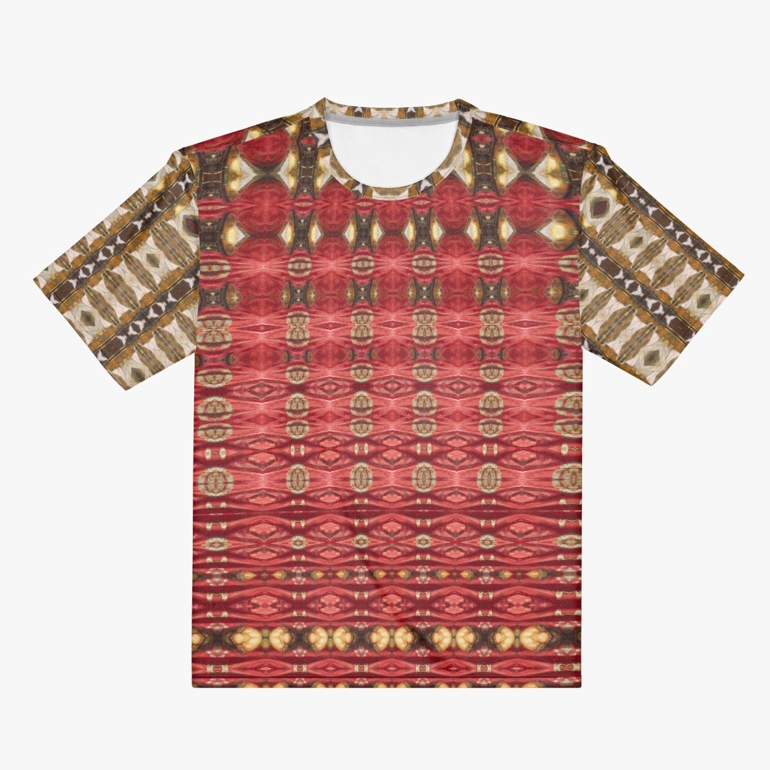 Red Patterned Handmade T-shirt for Men by Sensus Studio Design