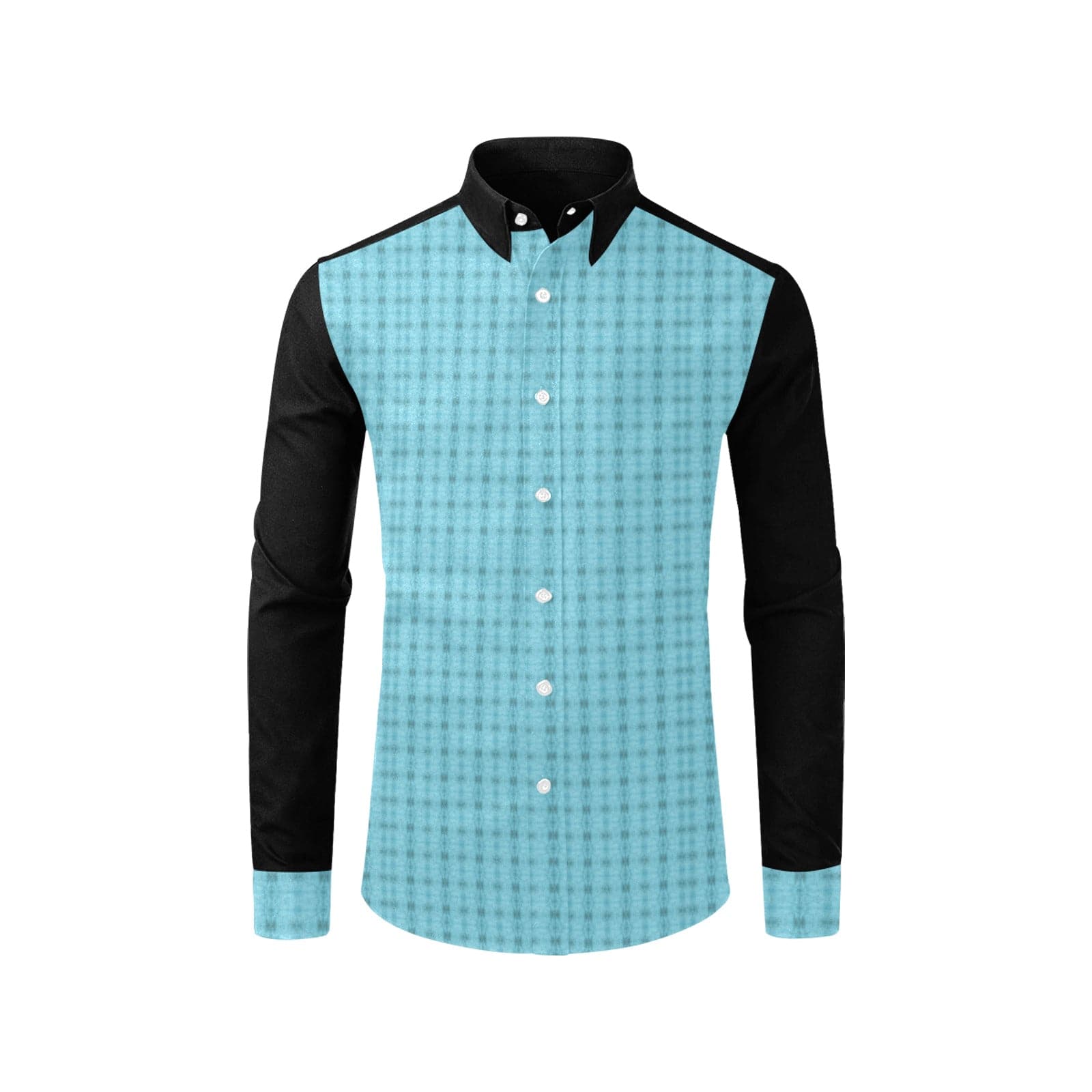 Black and Light Blue Line Patterned Easy Fit Longsleeve Shirt for Men Long Sleeve Shirt (Without Pocket)