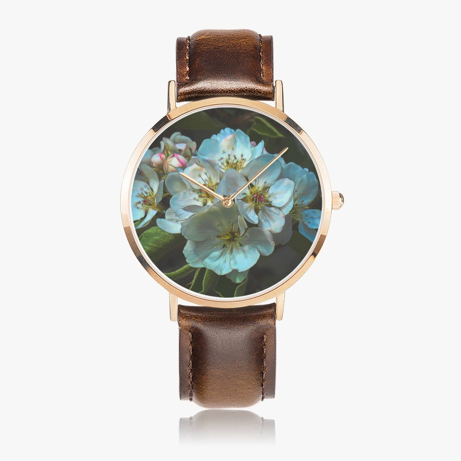 Apple blossom, Hot Selling Ultra-Thin Leather Strap Quartz Watch (Rose Gold), designed by Sensus Studio Design