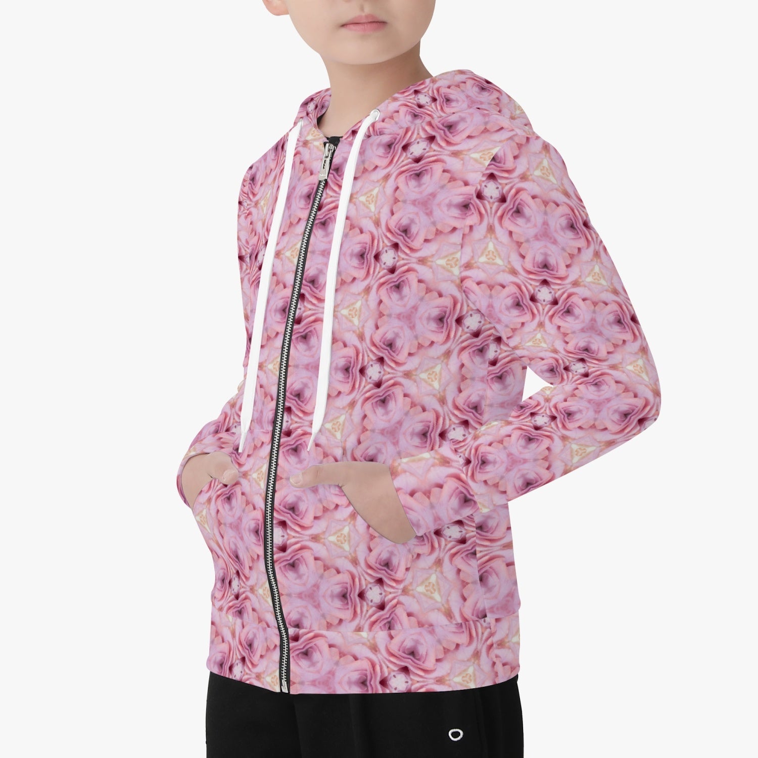 Pink roses, Zipper Up Hoodie for kids, by Sensus Studio Design