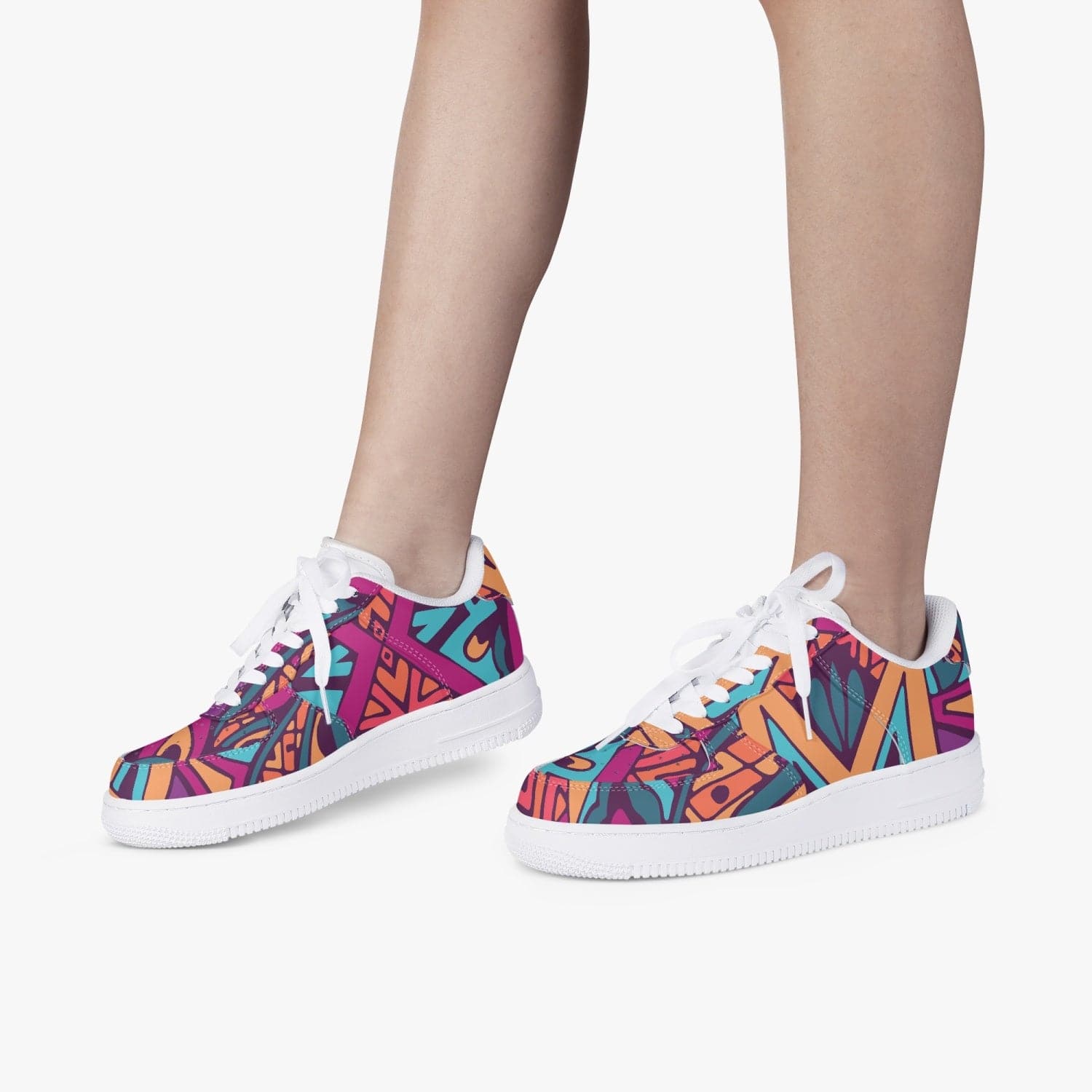 Colorful Etnic Bow, Trendy design 2022 New Low-Top Leather Sports Sneakers, by Sensus Studio