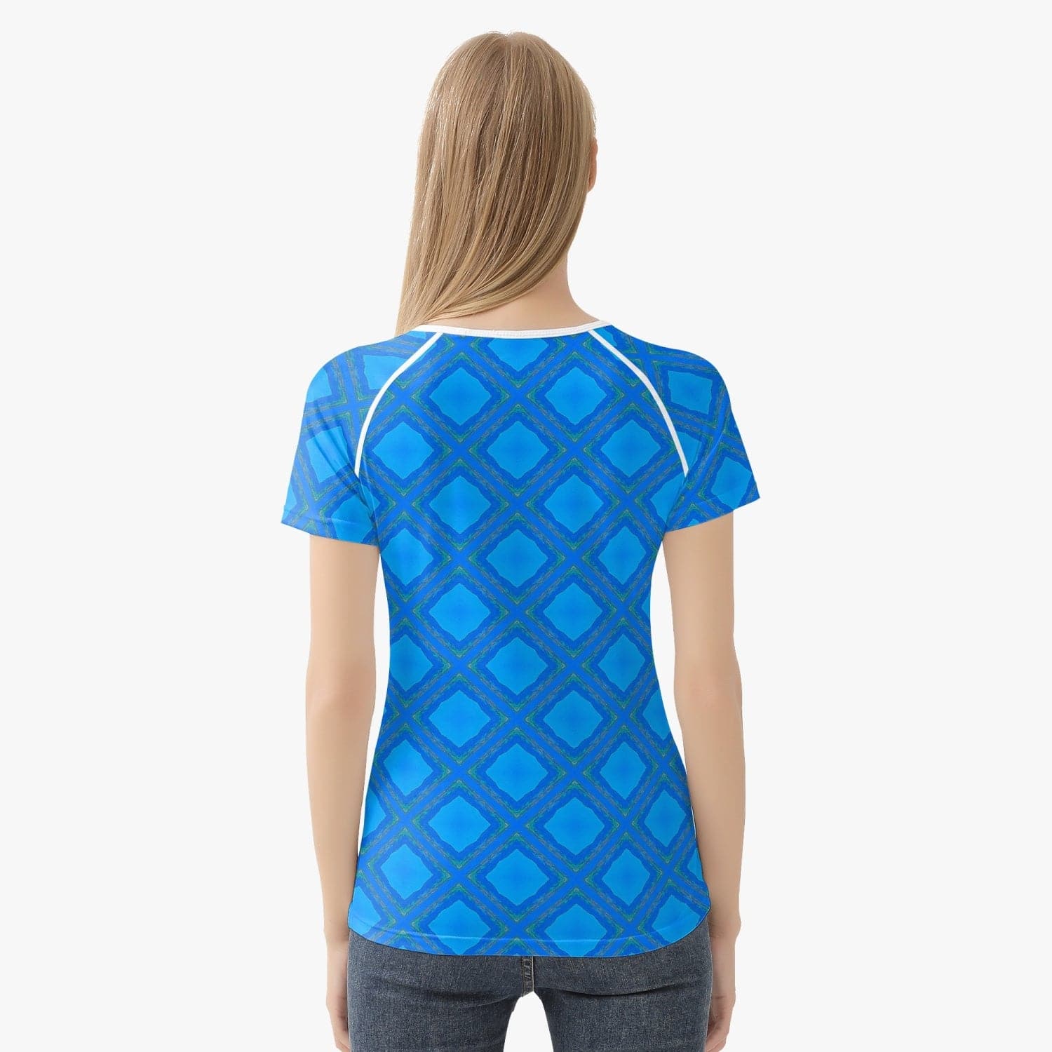 Summer Lake blue trendy 2022 quick dry  Handmade Women sports/yoga  T-shirt, by Sensus Studio Design