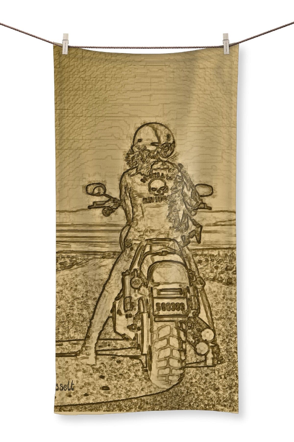 Biker Woman Gold Towel