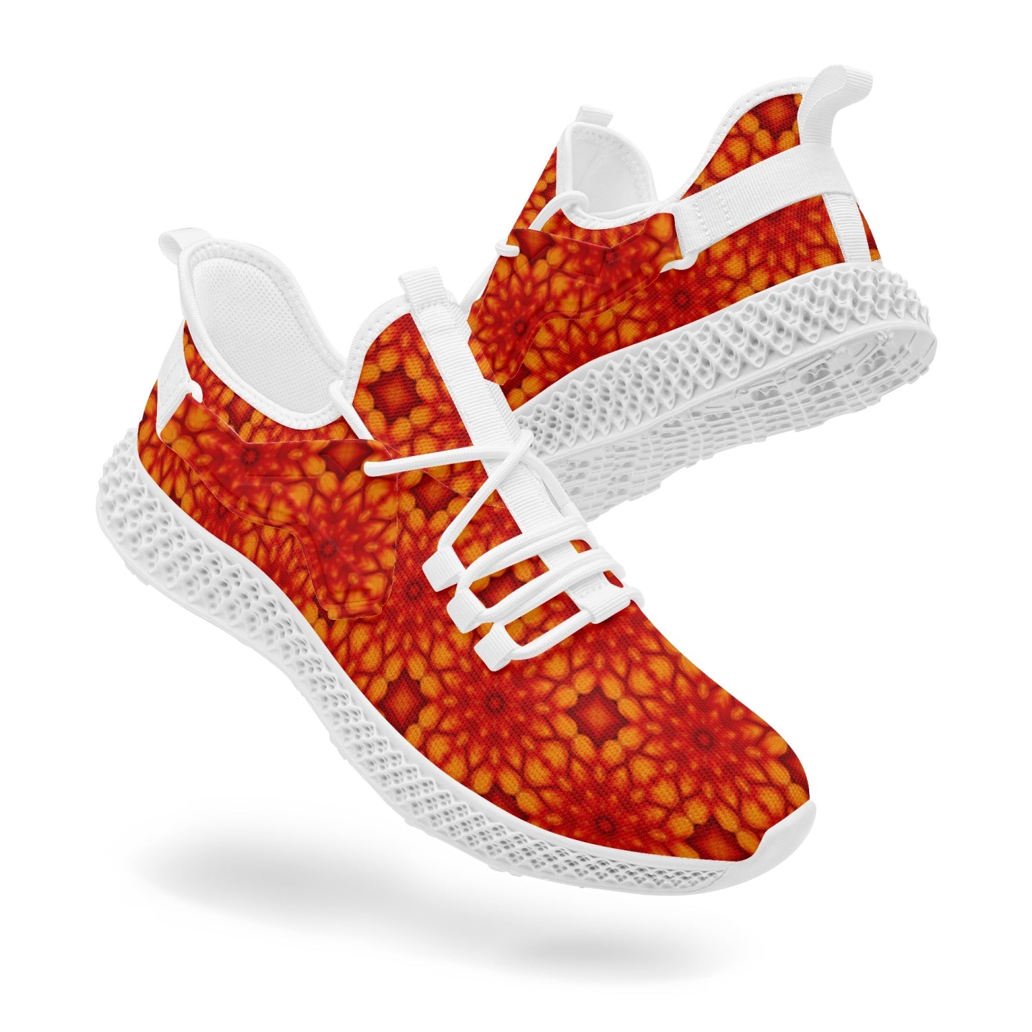 Orange Sacral Chacra, Net Style Mesh Knit Sneakers, by Sensus Studio Design