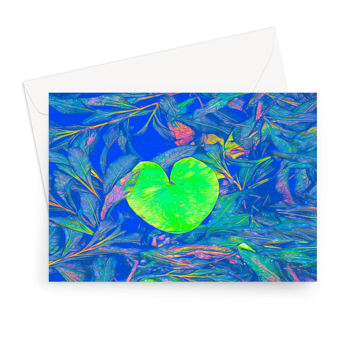 Waterlily leaf in blue Greeting Card