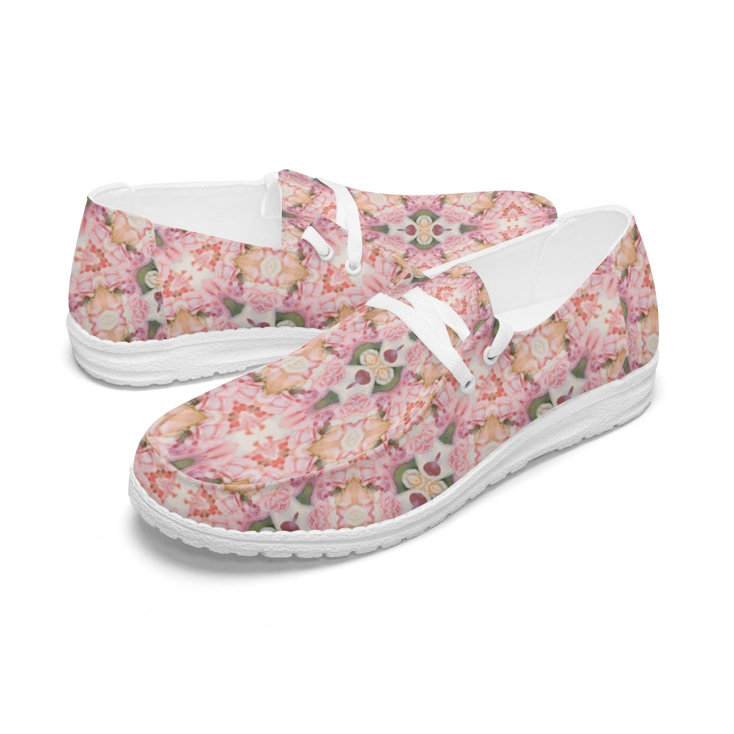 Spring Time Pink Trendy Canvas Lace-up Loafers for women