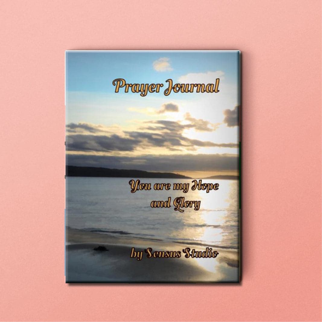 Hard Cover Prayer Journal, You are my Hope and Glory, Westcoast of Scottland sunset, by Sensus Studio Design