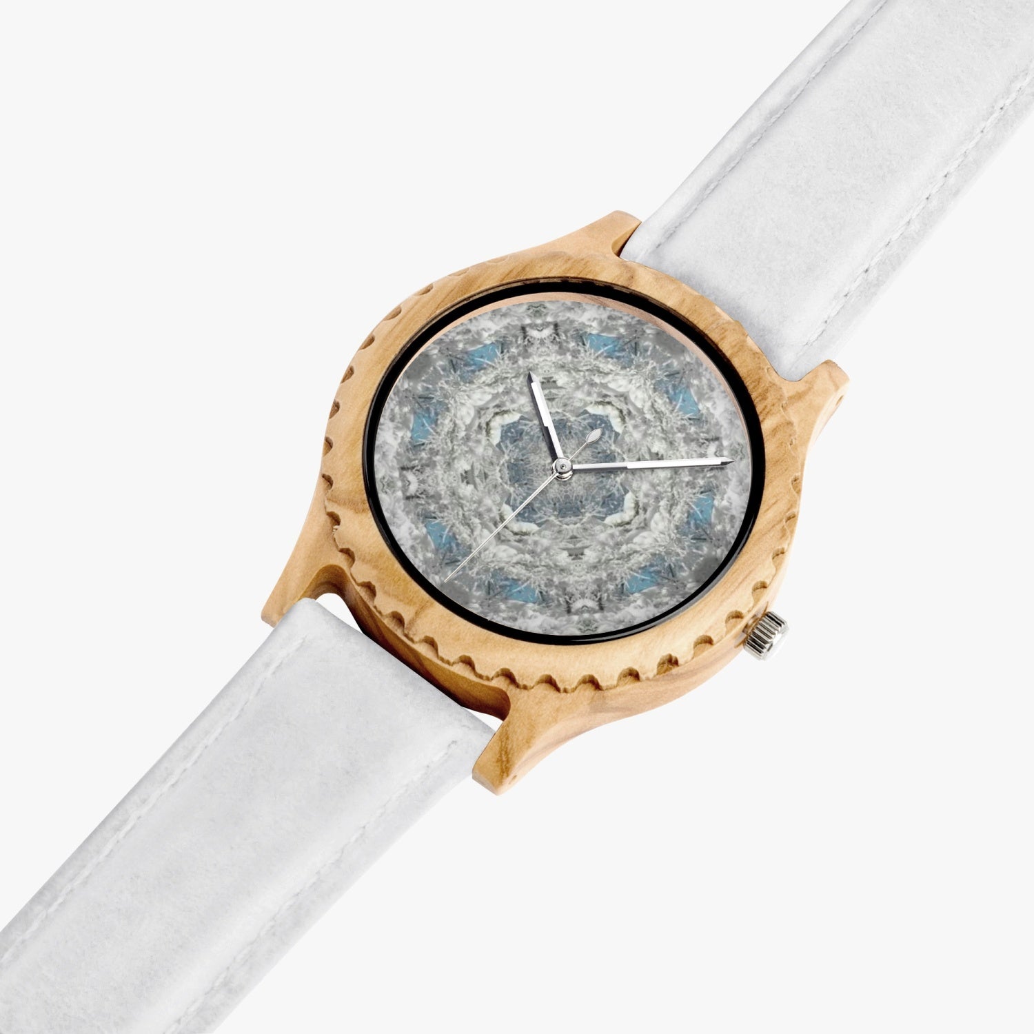 Snow Cristal Italian Olive Lumber Wooden Watch - Leather Strap, by Sensus Studio Design