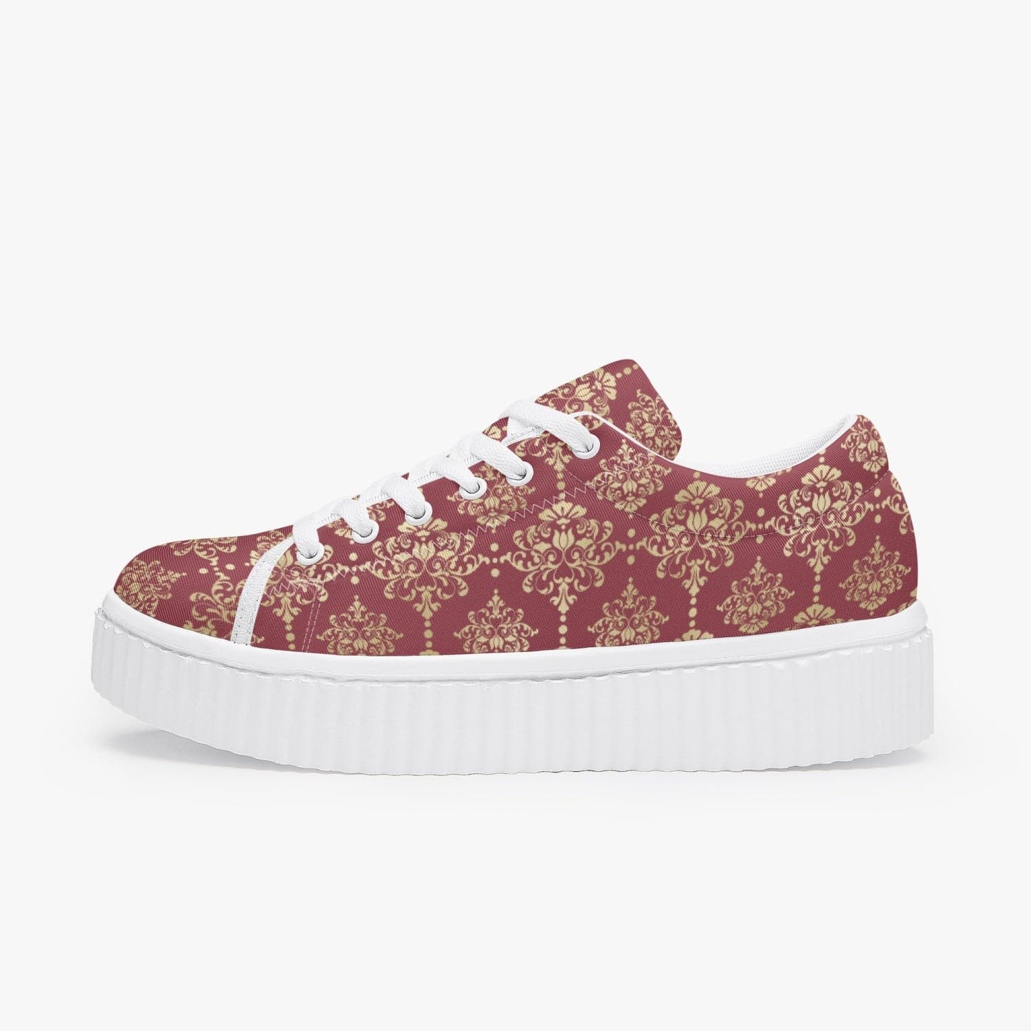 Red and gold Stylish 2022 Women’s Low Top Platform Sneakers, by Sensus Studio Design