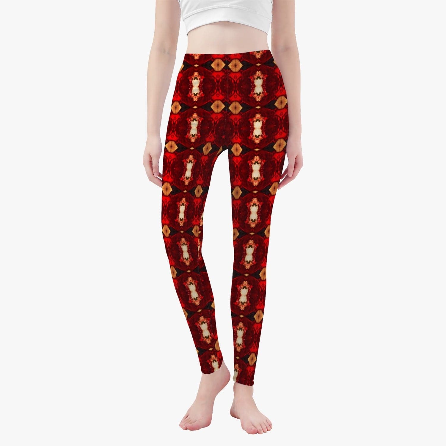 Active Red Black and White Yoga Pants/Leggings, by Sensus Studio Design