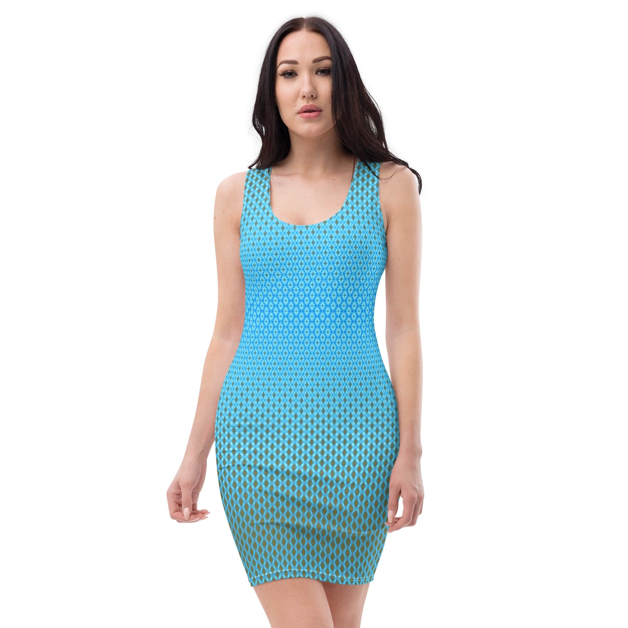 Atlantic Blue fine pattern designed Sublimation Cut & Sew Dress, by Sensus Studio Design