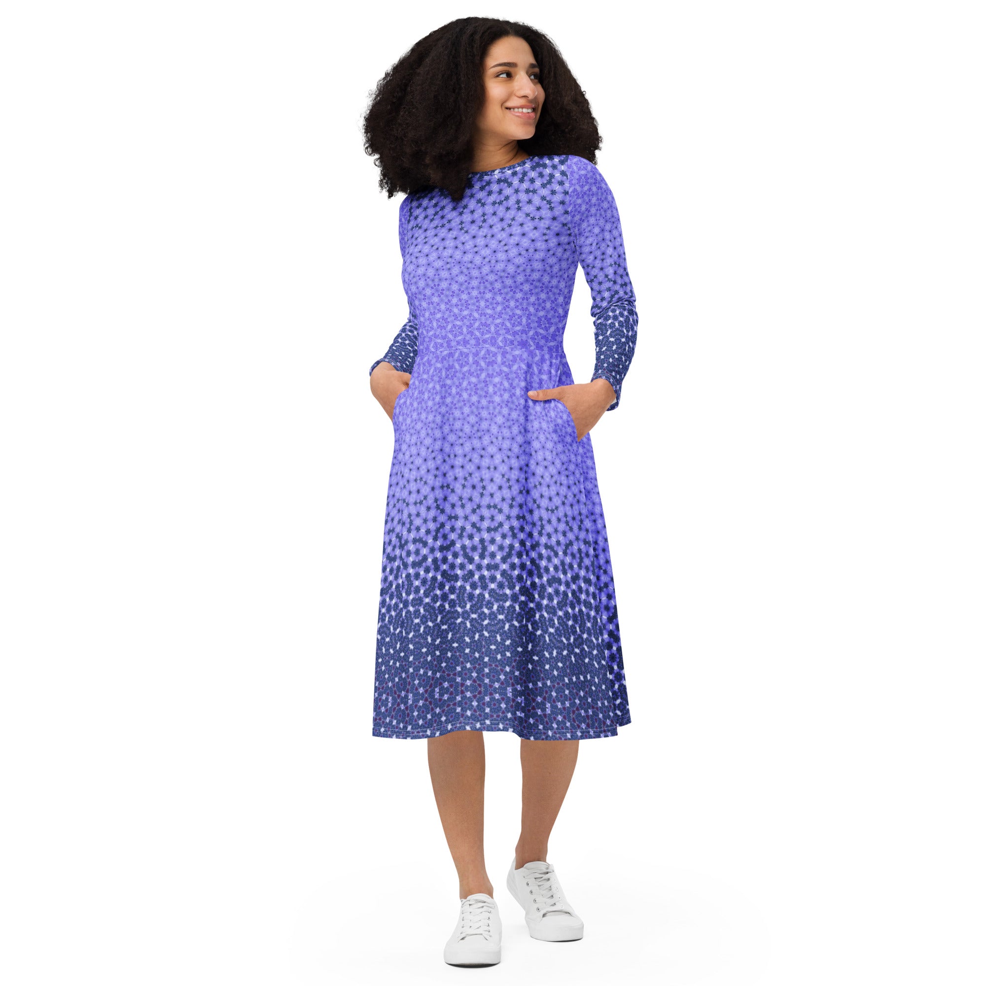 Delicious Purple, Exclusive designed narrow fitted long sleeve midi dress, by Sensus Studio Design