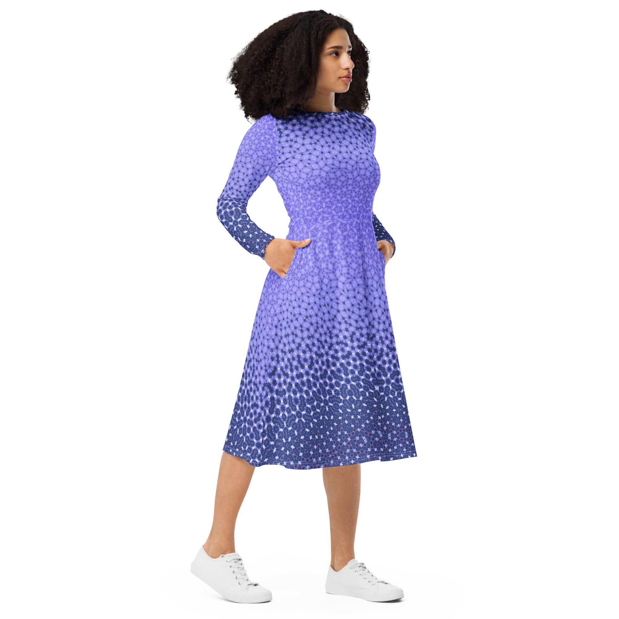 Delicious Purple, Exclusive designed narrow fitted long sleeve midi dress, by Sensus Studio Design