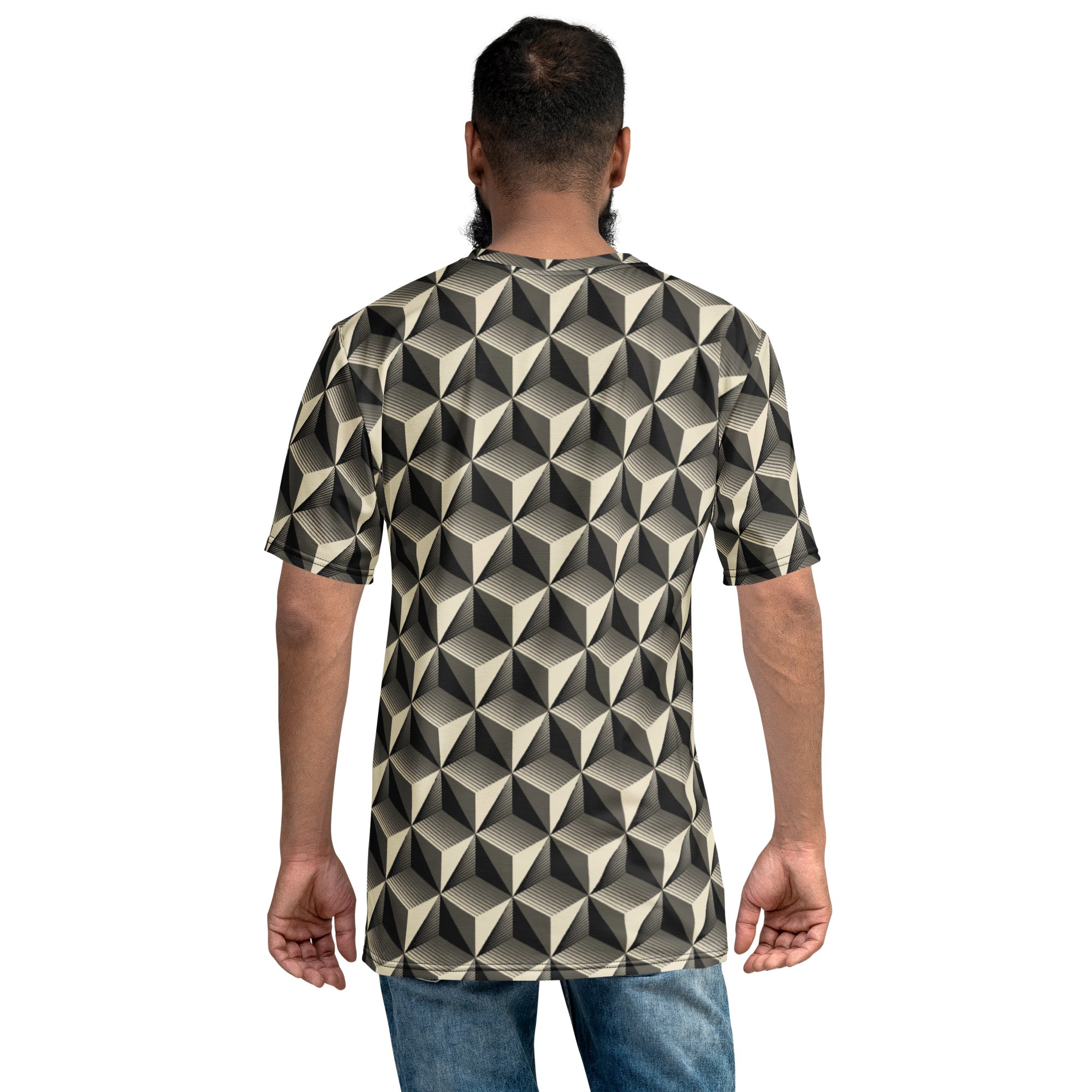 Black and White Graphic Cubes  designed Men's t-shirt, by Sensus Studio Design