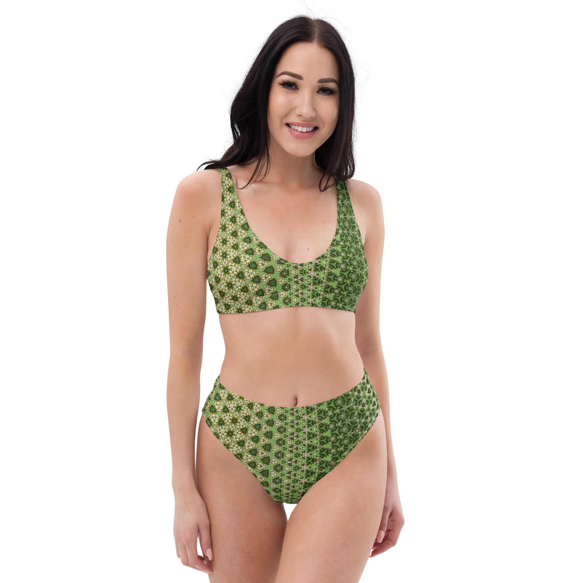 Scarabee Green Pyramid patterned Recycled high-waisted bikini, by Sensus Studio Design