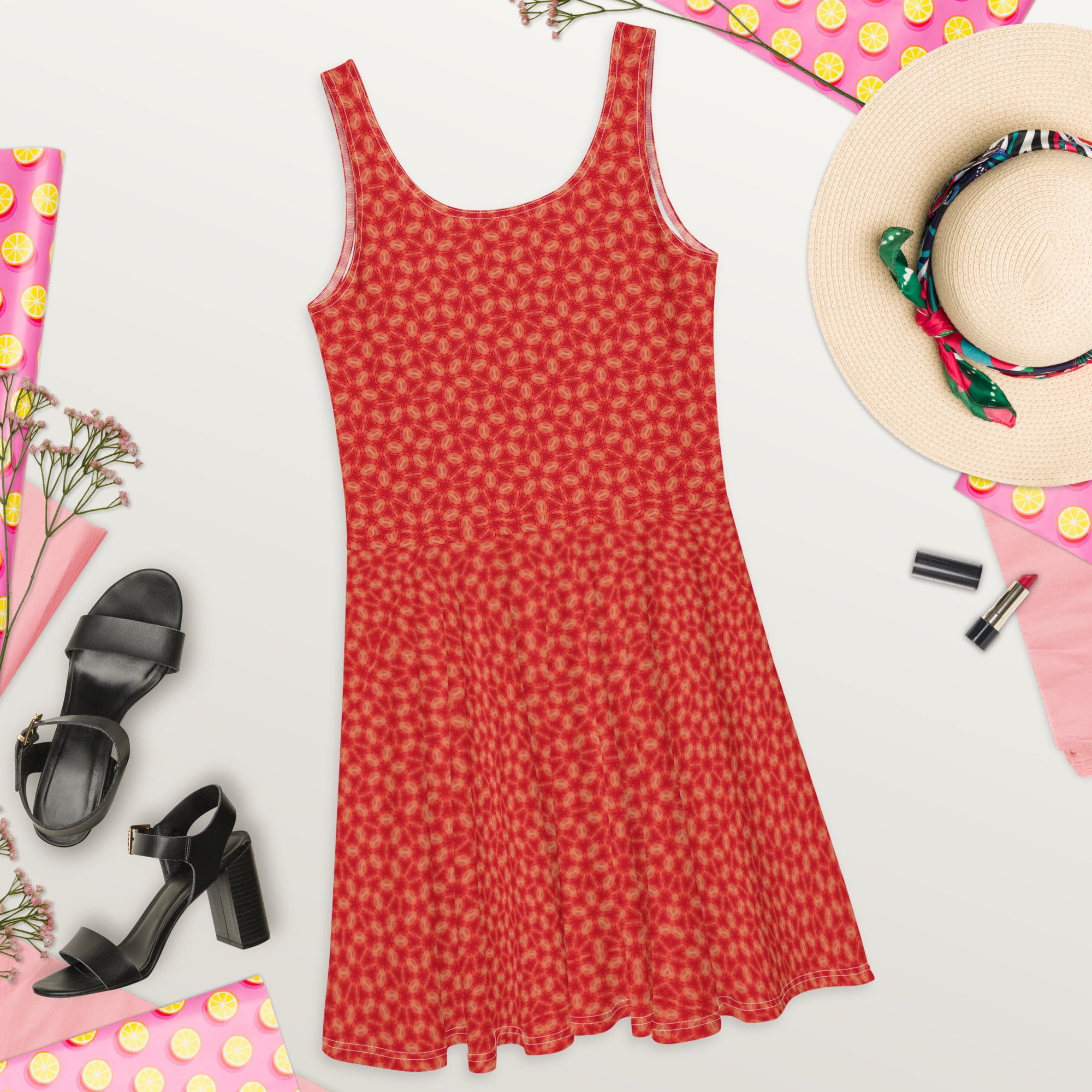Happy Red Buttercup Skater Dress, by Sensus Studio Design