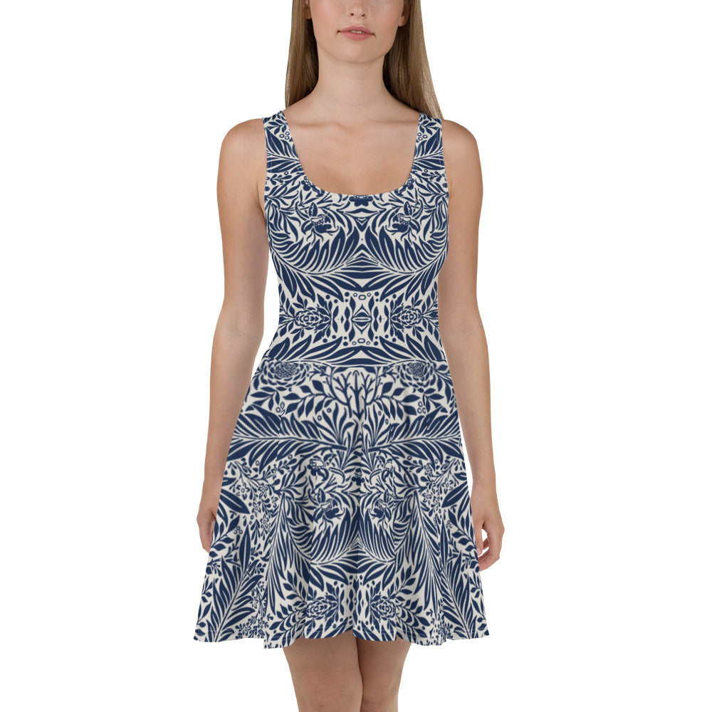 Blue and White Floral composition, exclusive designed  Skater Dress, combo by Sensus Studio Design