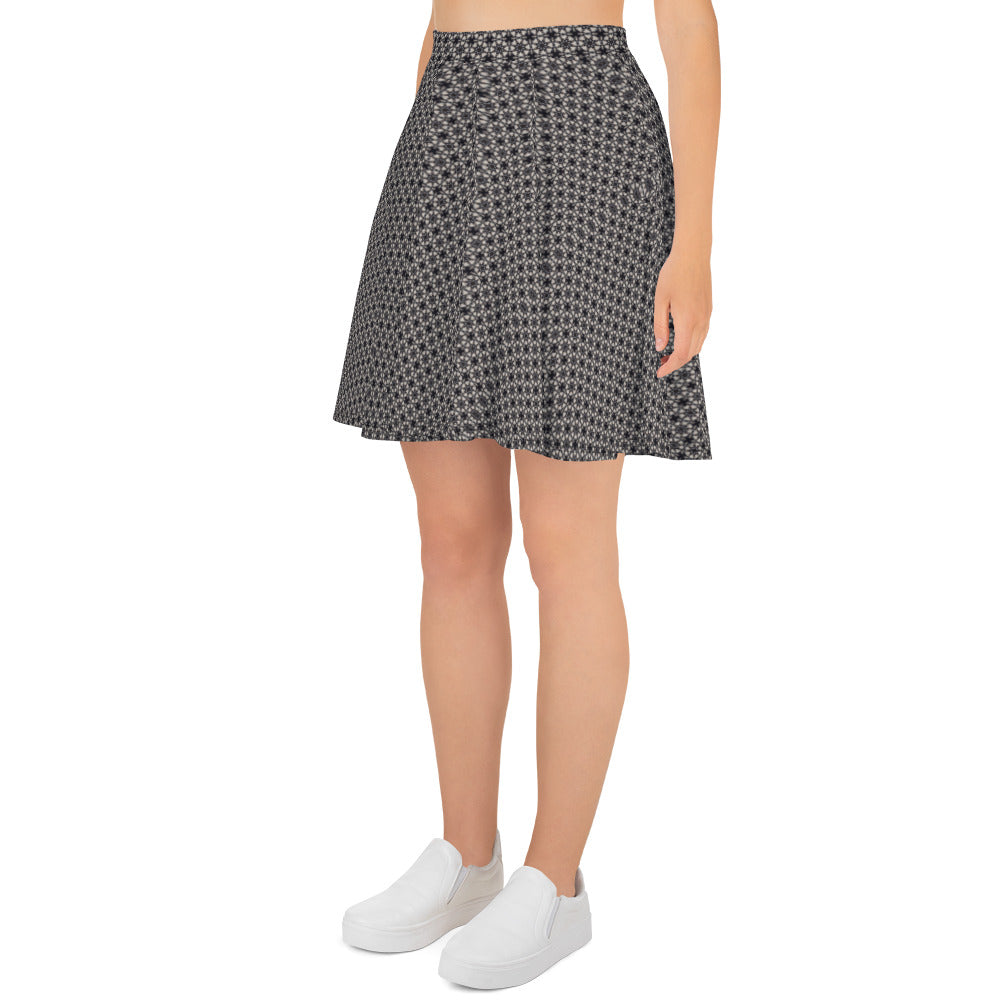 White lilie on Black , Skater Skirt, by Sensus Studio Design
