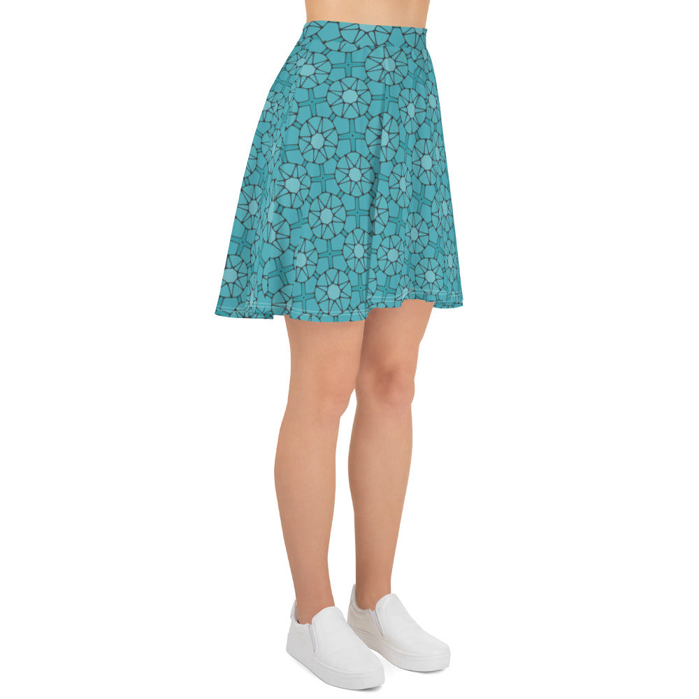 Green Starry Patterned Skater Skirt, by Sensus Studio Design