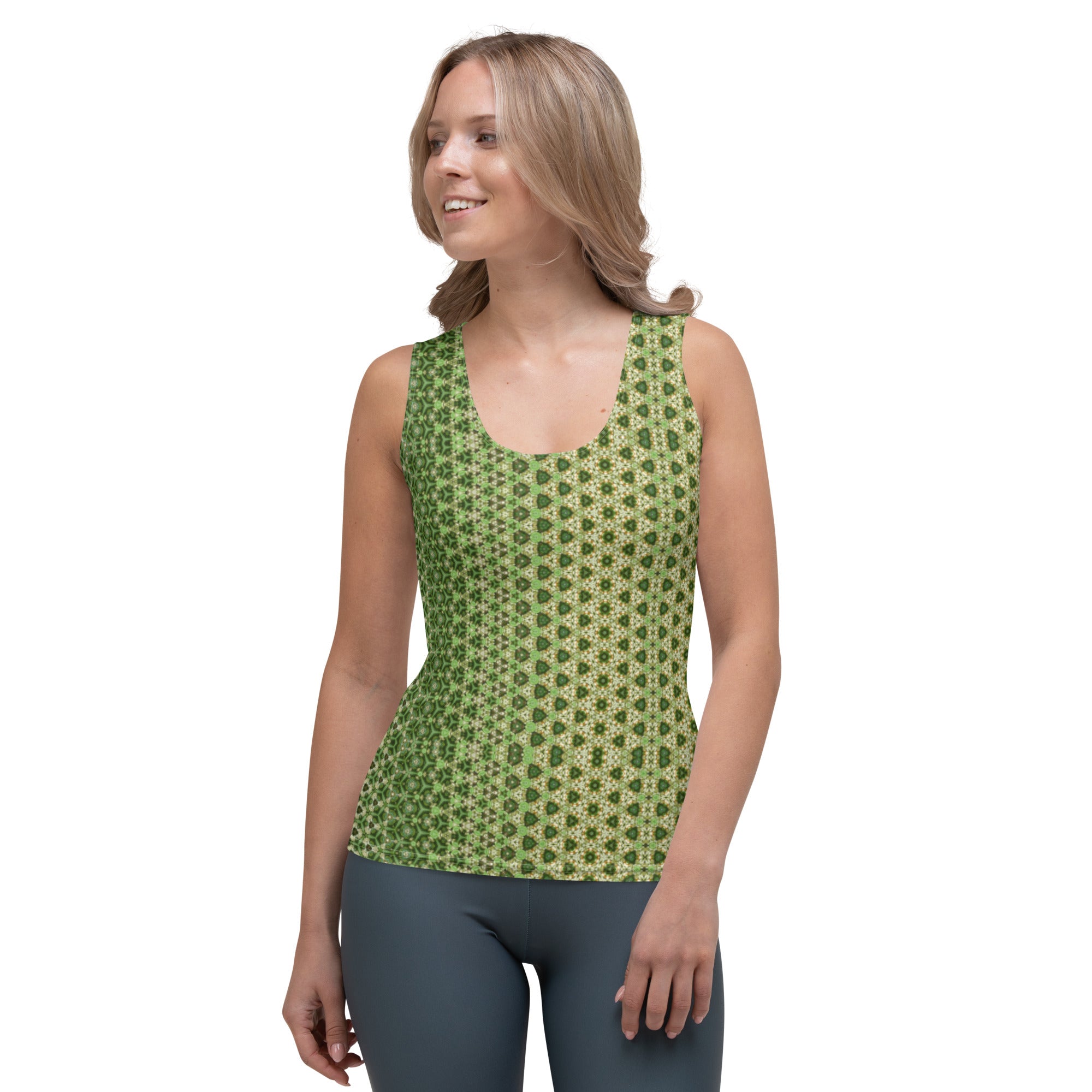 Scarabee Green Pyramid patterned Sublimation Cut & Sew Tank Top, by Sensus Studio Design
