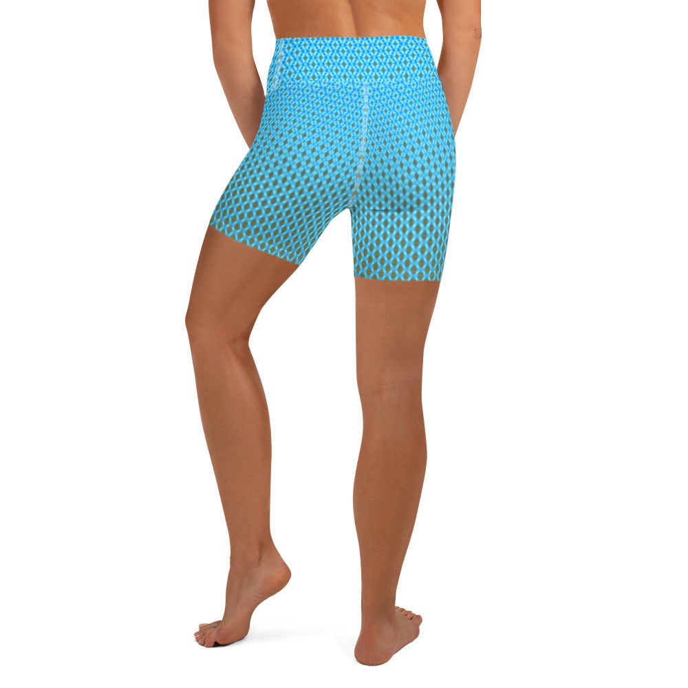 Atlantic Blue fine patterned Biker/Yoga Shorts, by Sensus Studio Design