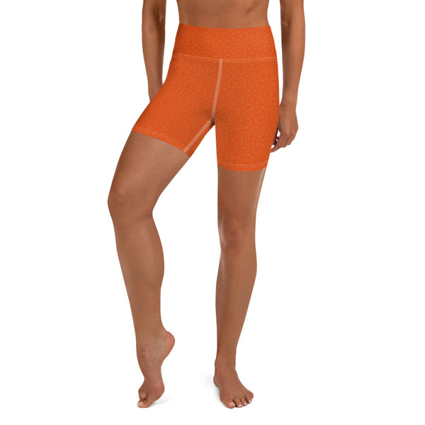 Orange Rose patterned, Yoga Shorts