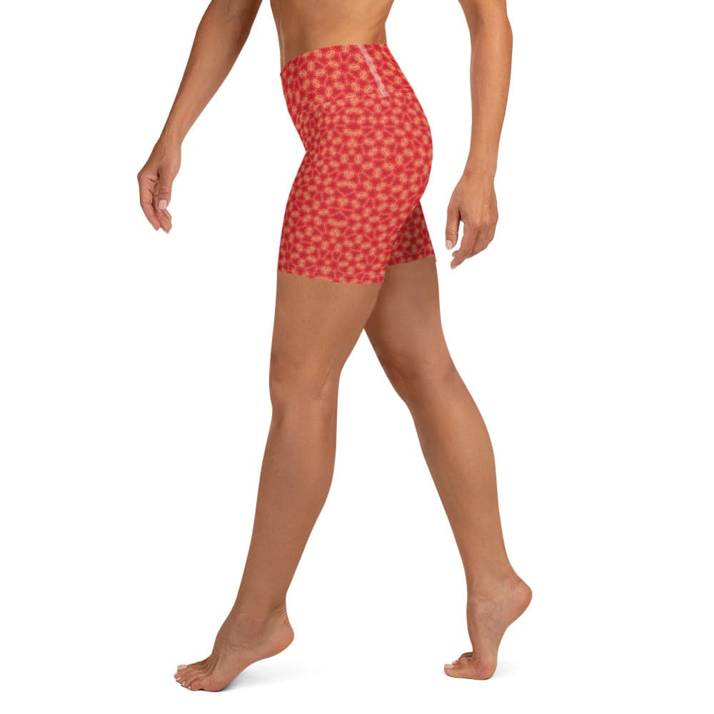 Happy Red Buttercup, Yoga Shorts, by Sensus Studio Design