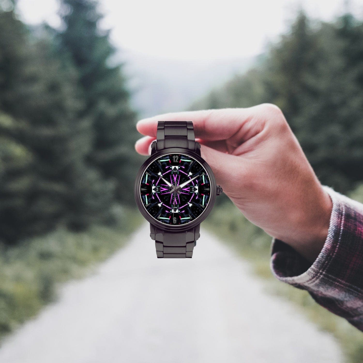 Purple Vortex Series I - Steel Strap Automatic Watch (With Indicators), by Sensus Studio Design
